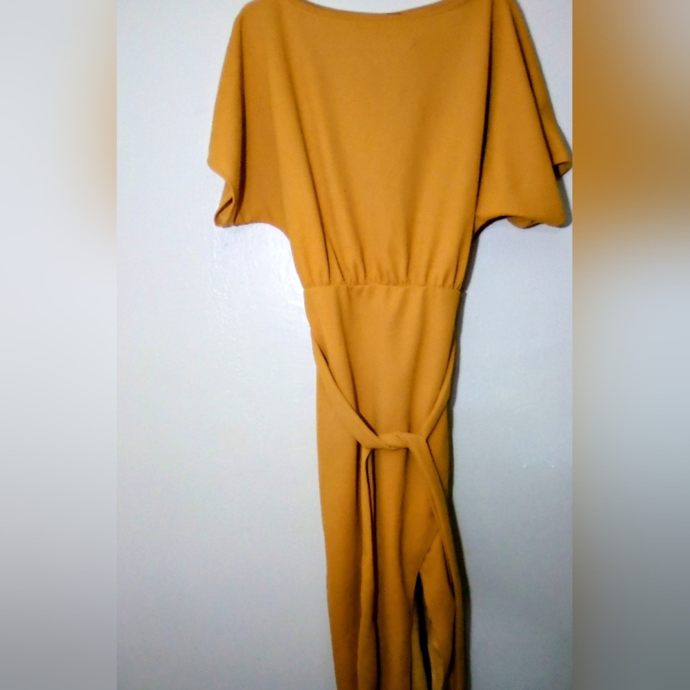 Fashion Nova Mustard Long Sleeve Dress
